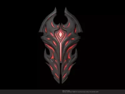 Stylized Dark Fantasy Demonic Shield 3D Model - AI Low-poly 3D model