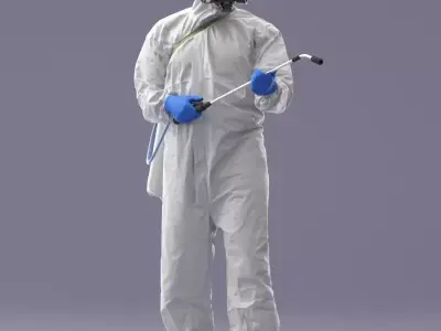000342 Disinfector in Protective Suit 0329 3D model