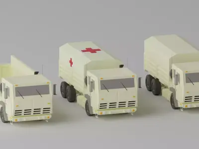 Military FMTV Vehicles  Low-poly 3D model