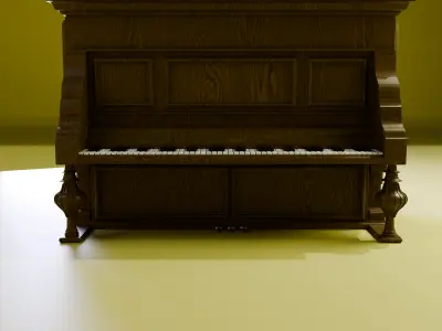 Piano Vertical Vintage en Bois 3D model