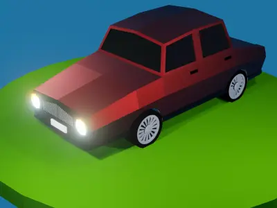 Cartoon Low Poly Car 01 - Hatchback Low-poly 3D model Free low-poly 3D model