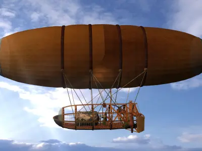 Air Balloon Ship Low-poly 3D model