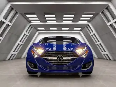 3d Card Model car in futuristic setting Free low-poly 3D model