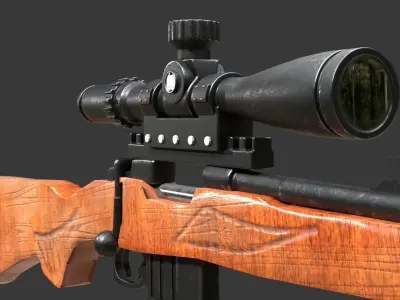A WW2 sniper rifle high quality 3D model Low-poly 3D model