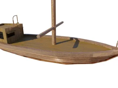 Old Wooden Boat Low-poly 3D model