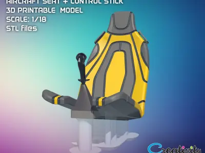 SPORT AIRPLANE SEAT and CONTROL STICK  3D model