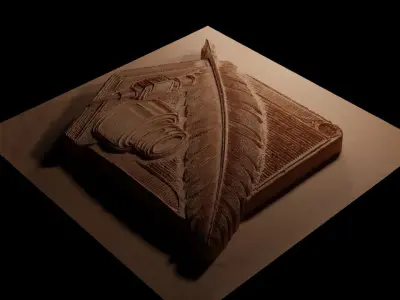 Feather Quill and Ink CNC 3d Print High Relief Sand Casting 3D print model