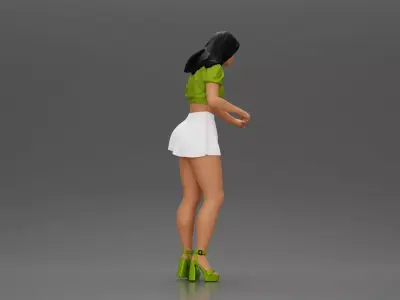 woman standing with a top skirt looking want to hold something 3D print model