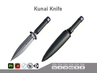 Kunai Blade PBR Low-poly 3D model
