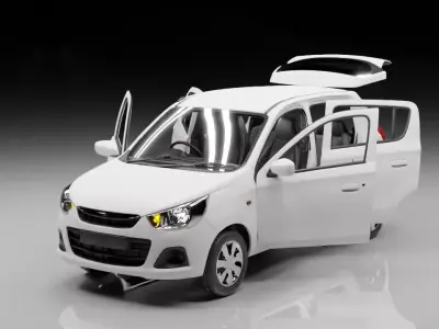 Low Poly Compact Hatchback Car 3D Model Rigged Car Interior  3D model