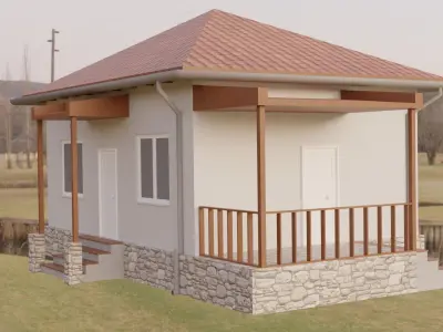 Village House with terrace Free 3D model