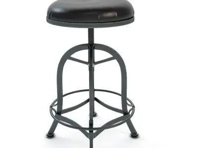 Adjustable Industrial Bar Stool 3D model