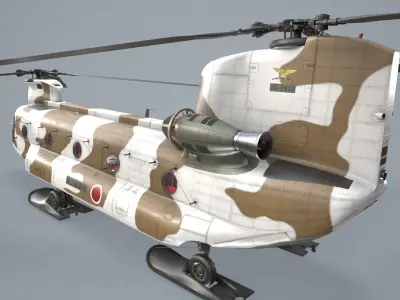  CH-47J Chinook JGSDF Winter Complex Animation Low-poly 3D model