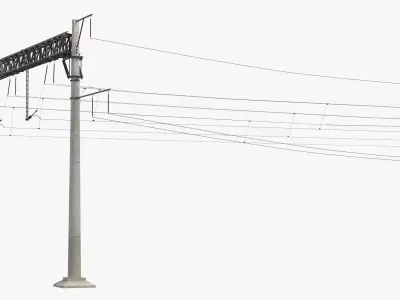 Railway Catenary Pole System Rusty 3D model