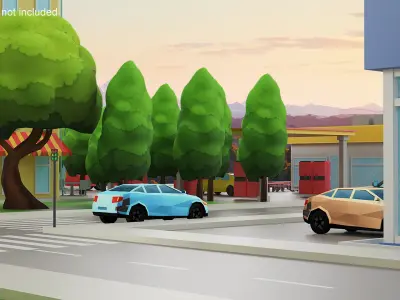 Cartoon City District 3D model