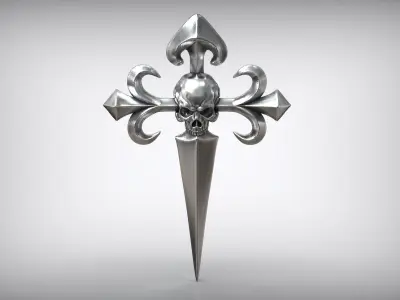 Orden Santiago Cross Amulet Skull 3D print model