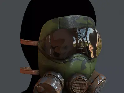 Gas mask helmet 3d model scifi Low-poly Low-poly 3D model Low-poly 3D model 17