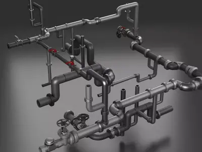 pipe pipes industrial low poly pipeline valve game ready 3D model by smallyueyue