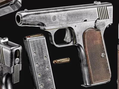 New Nambu M57B Pistol Japanese Low-poly 3D model
