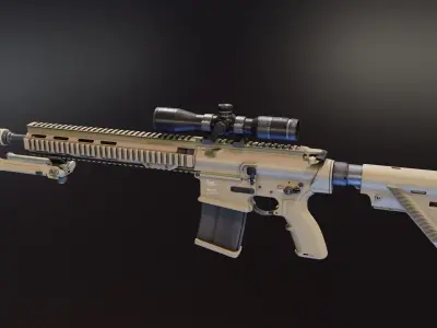 HK417a1 Battle Rifle Low-poly 3D model