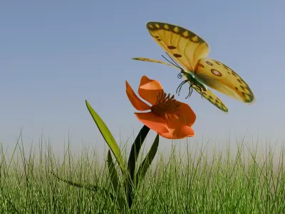 free Yellow decorative butterfly Free low-poly 3D model