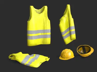Safety Equipments Set 01 Low-poly 3D model