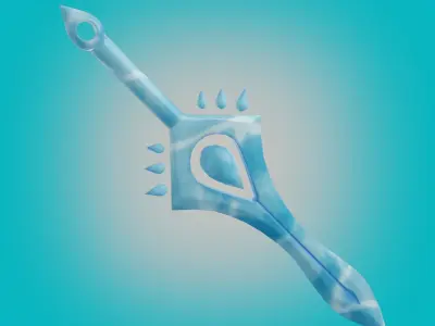 Stylized Water sword PBR low- poly game ready  Free low-poly 3D model