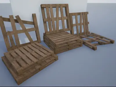 Lowpoly Warehouse Pallets Low-poly 3D model