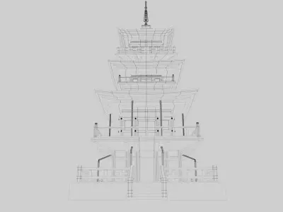 Japanese Temple Tower Low-poly 3D model