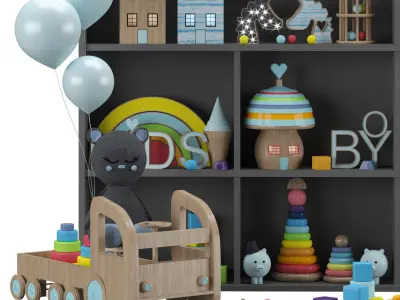 beares and toy shelves  Low-poly 3D model
