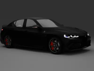 BLENDER Alfa Romeo Giulia Quadrifoglio RIGGED  Free 3D model