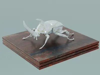 House Decoration Rhinoceros Beetle Statue Low-poly 3D model