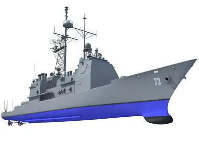 Blue USS Port Royal Missile Cruiser 3D model