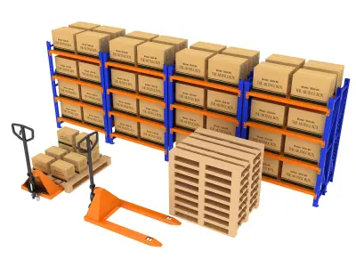 Warehouse Rack Storage 3D model purchase