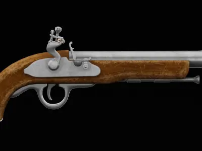 Flintlock Pistol Low-poly 3D model 3