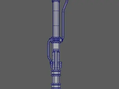 Axegun sci-fi axe Low-poly 3D model