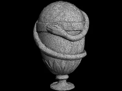 mossy architecture ornament vase part photogrammetry  Low-poly 3D model