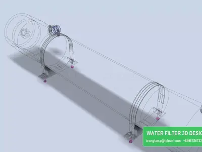 Frp Ro Membrane Housing 4040 Single Pressure Vessel  RO System 3D model