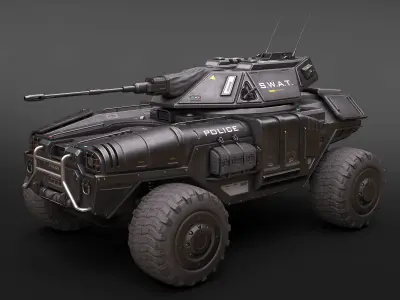 Sci Fi APC low poly police Low-poly 3D model