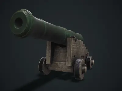 Naval Cannon Low-poly 3D model