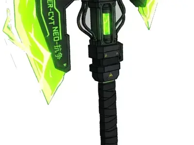  Cyberpunk Axe Low-poly 3D model