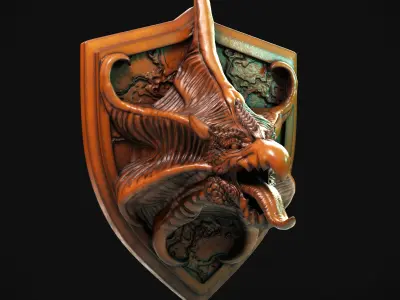 Dragon head wall trophy 3D print model