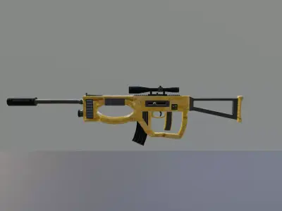Space Sniper Rifle - Yellow Low-poly 3D model