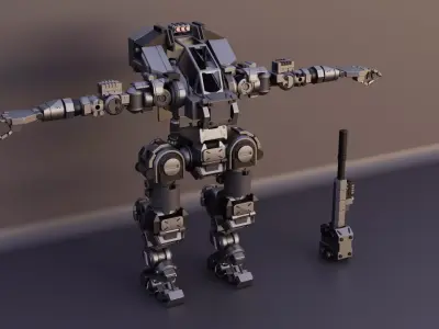 mecha futuristic robot Low-poly 3D model