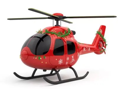 Stylized Christmas Helicopter 3D Model Low-poly 3D model purchase