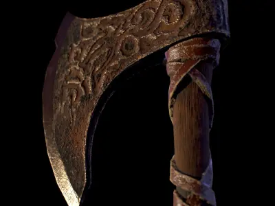 HIE Game Ready Viking Axe D180212 Low-poly 3D model