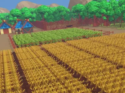 Farm Town Pack Low Poly  For Games Low-poly 3D model