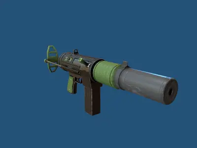 Stylized Silenced Submachine Gun Low-poly 3D model