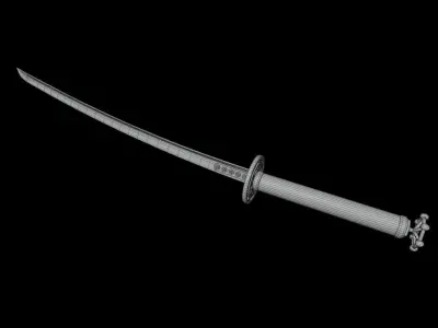 Katana two samurai swords Low-poly 3D model get
