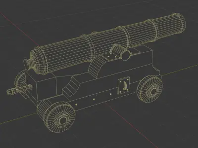 Ship Cannon - Game Ready Asset Low-poly 3D model